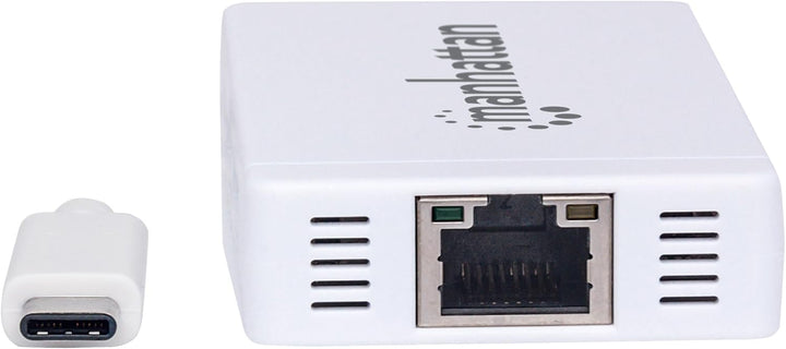 Manhattan 507608 USB Typ C auf 3-Port Hub mit Gigabit-Ethernet-Netzwerkadapter USB-3.1 (G1) weiss US