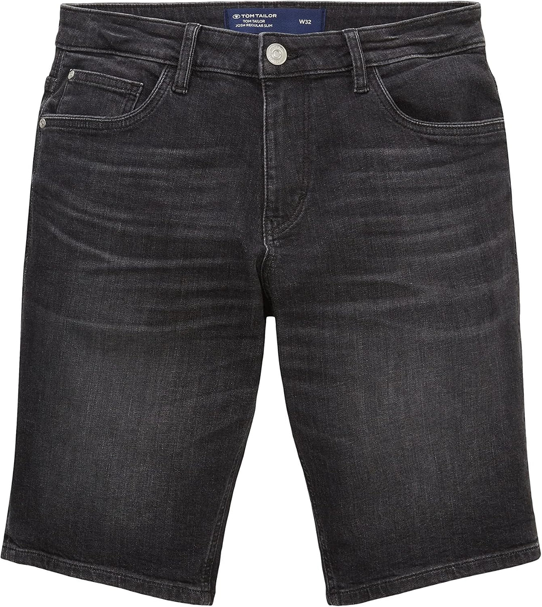 TOM TAILOR Herren Slim Fit Jeans Bermuda Shorts mit Stretch 28 10220 - Used Dark Stone Grey Denim, 2