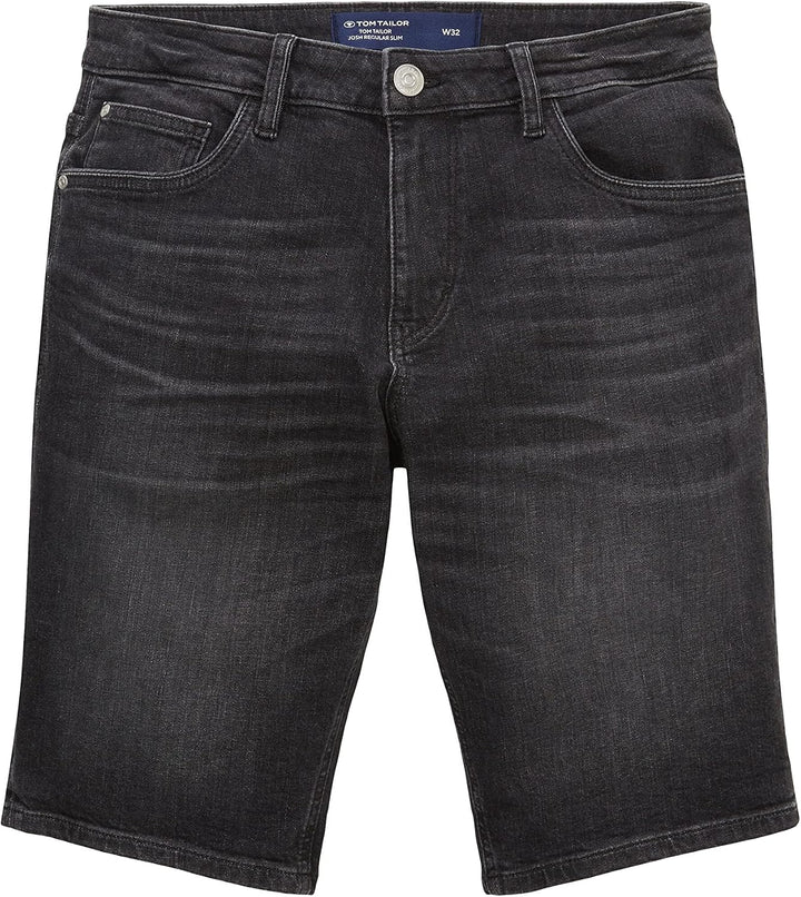 TOM TAILOR Herren Slim Fit Jeans Bermuda Shorts mit Stretch 28 10220 - Used Dark Stone Grey Denim, 2