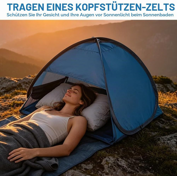 Mini Kopfzelt, Strandmuschel Pop Up, Kopfstütze Zelt mit Aufbewahrungstasche, Sonnenschutz Reise Kle