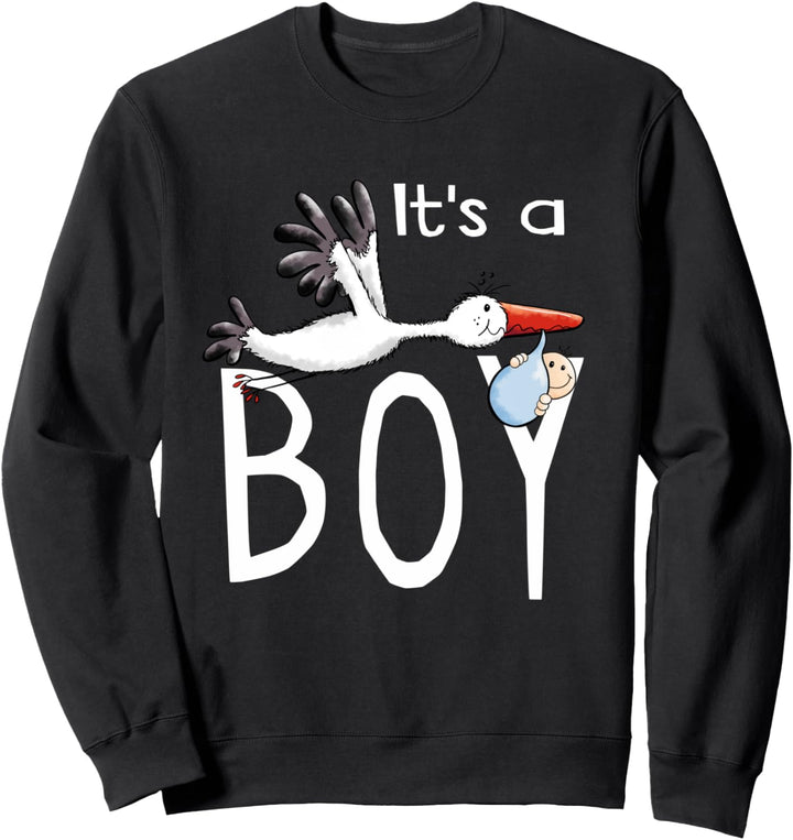 Baby Boy mit Storch I Junge Geburt Schwangerschaft Sweatshirt