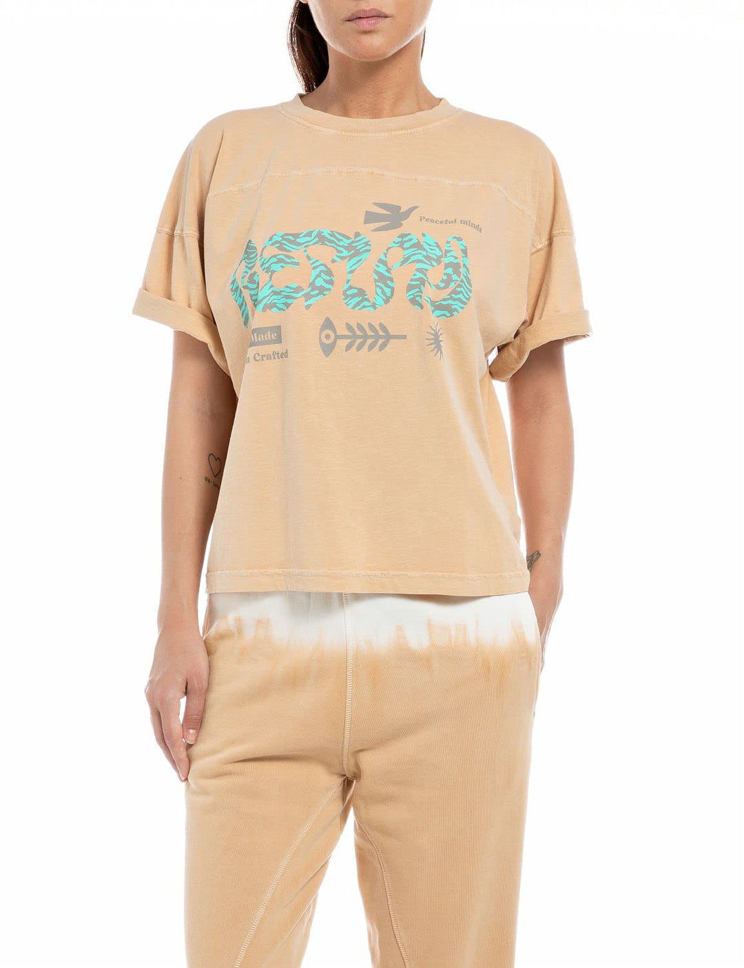 REPLAY Damen T-Shirt S 017 Sintra Ochre, S 017 Sintra Ochre