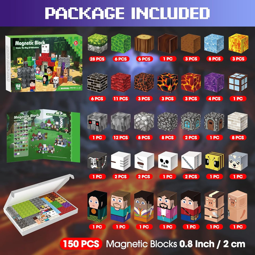 Magnetische Bausteine 150 PCS, Magnetbausteine für 3+ Jahre, Magnet Spielzeug Sets für Kinder Jungen