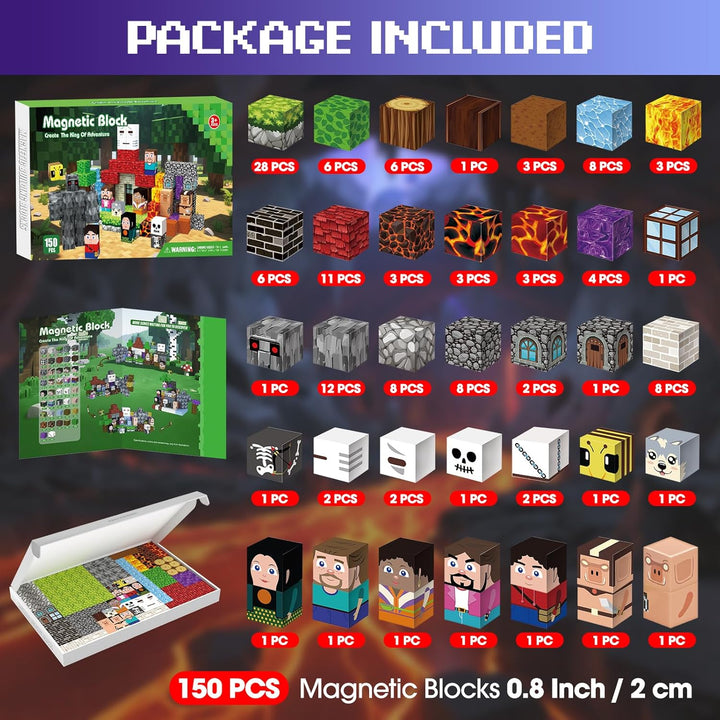 Magnetische Bausteine 150 PCS, Magnetbausteine für 3+ Jahre, Magnet Spielzeug Sets für Kinder Jungen