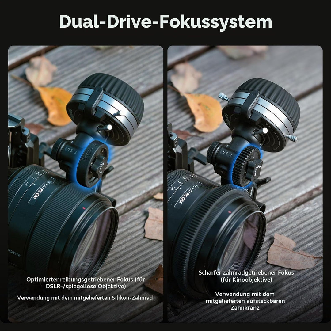 SMALLRIG Follow Focus F50 mit stufenloser dynamischer Dämpfungshebeleinstellung und A/B-Anschlägen,
