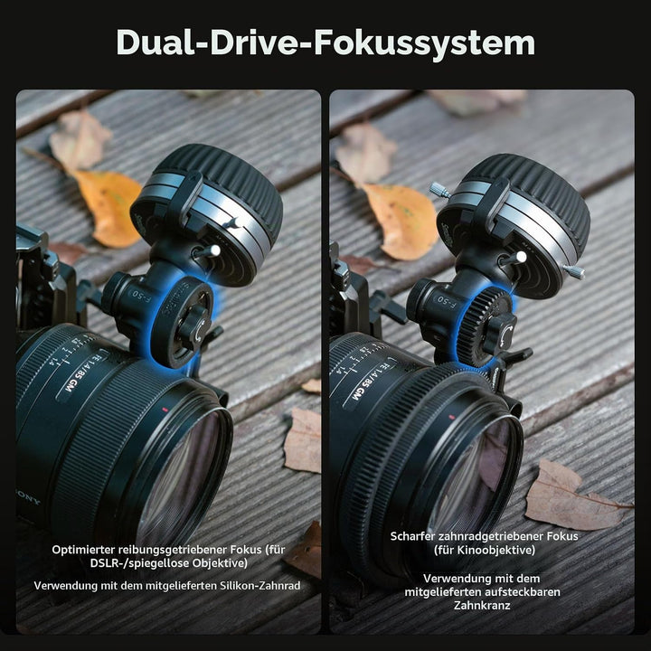 SMALLRIG Follow Focus F50 mit stufenloser dynamischer Dämpfungshebeleinstellung und A/B-Anschlägen,