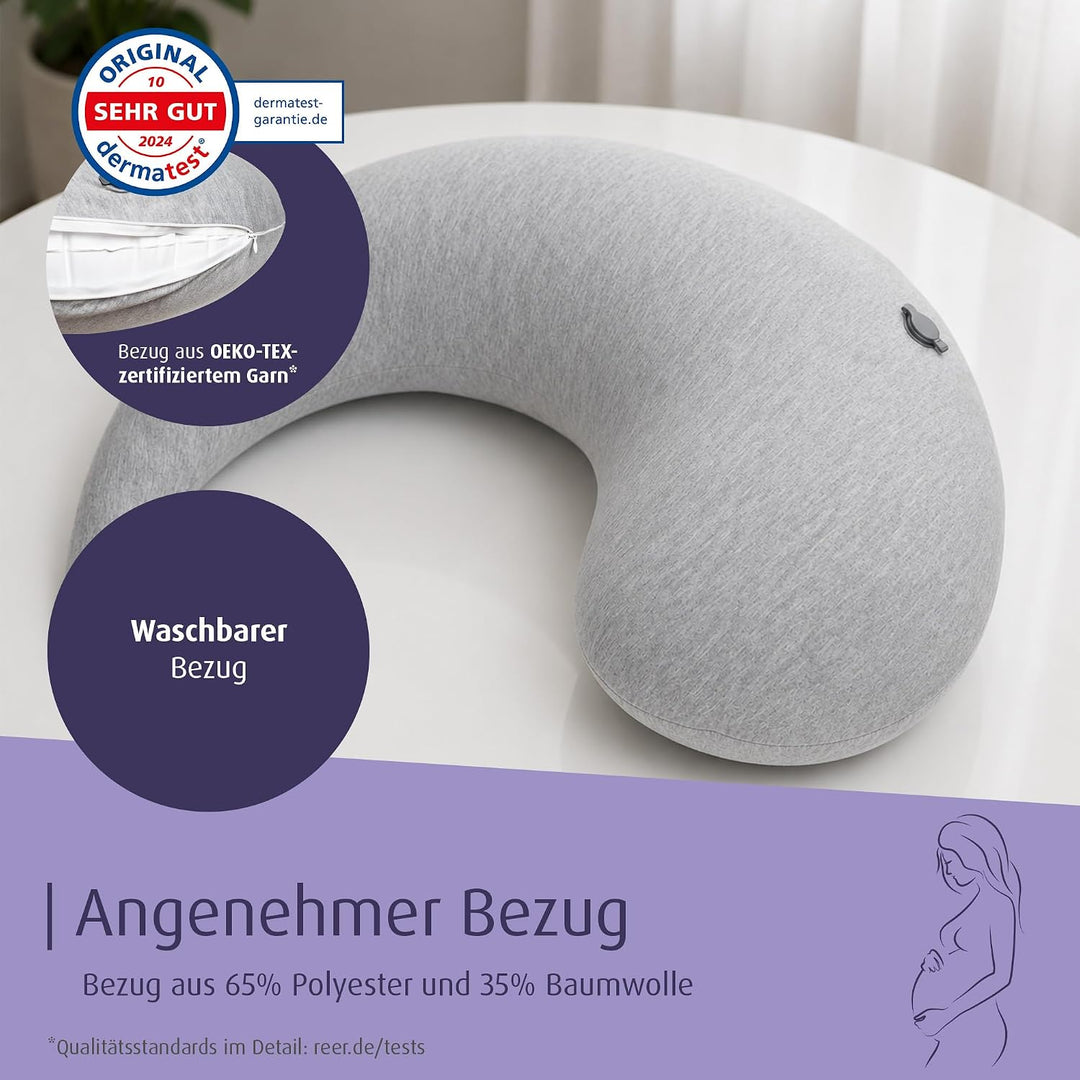 reer Stillkissen to Go, aufblasbares ergonomisches Reisestillkissen in Tropfenform, kleines Stillkis