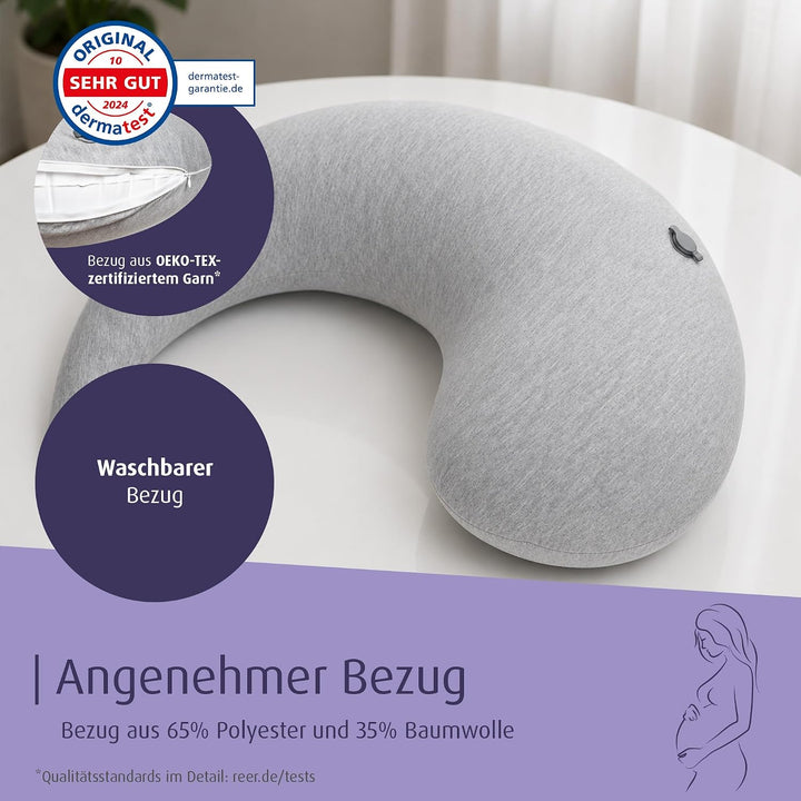 reer Stillkissen to Go, aufblasbares ergonomisches Reisestillkissen in Tropfenform, kleines Stillkis