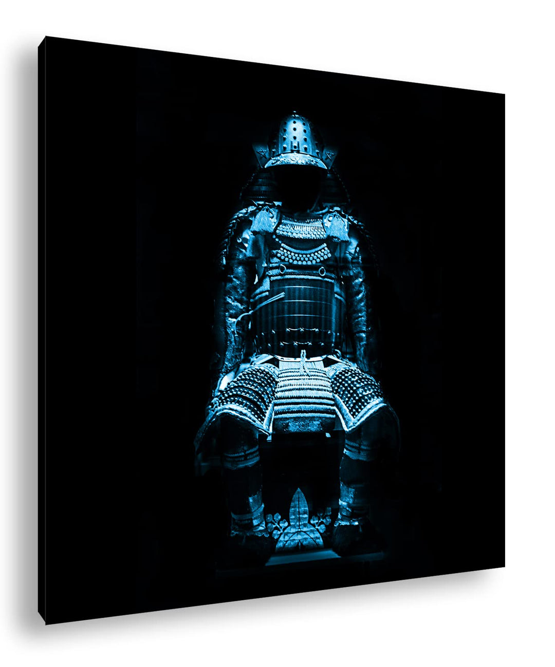 deyoli Dark goldene Samurai Rüstung Format: 70x70 Effekt: Monocrome Blau als Leinwandbild, Motiv fer