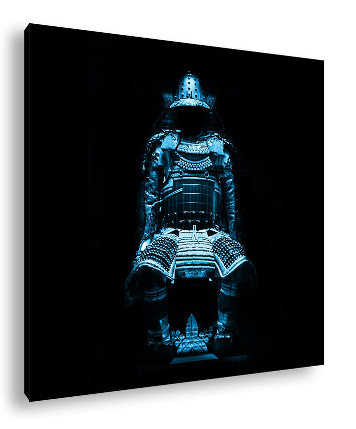 deyoli Dark goldene Samurai Rüstung Format: 70x70 Effekt: Monocrome Blau als Leinwandbild, Motiv fer