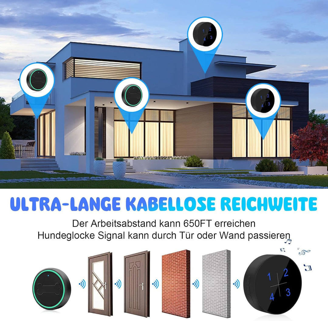 DAYTEE Daytech Katzenklingel/Hundetürklingel mit Digitaler Anzeige, Berühren Aussen wasserdichte Tür