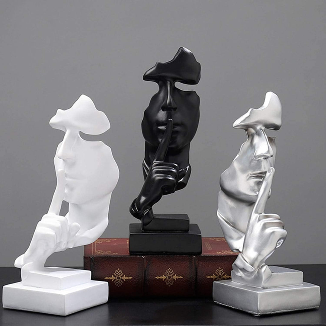 aboxoo Denker Statue, Stille ist Gold, abstrakte Kunstfigur, moderne Heimkunst-Skulpturen, dekorativ