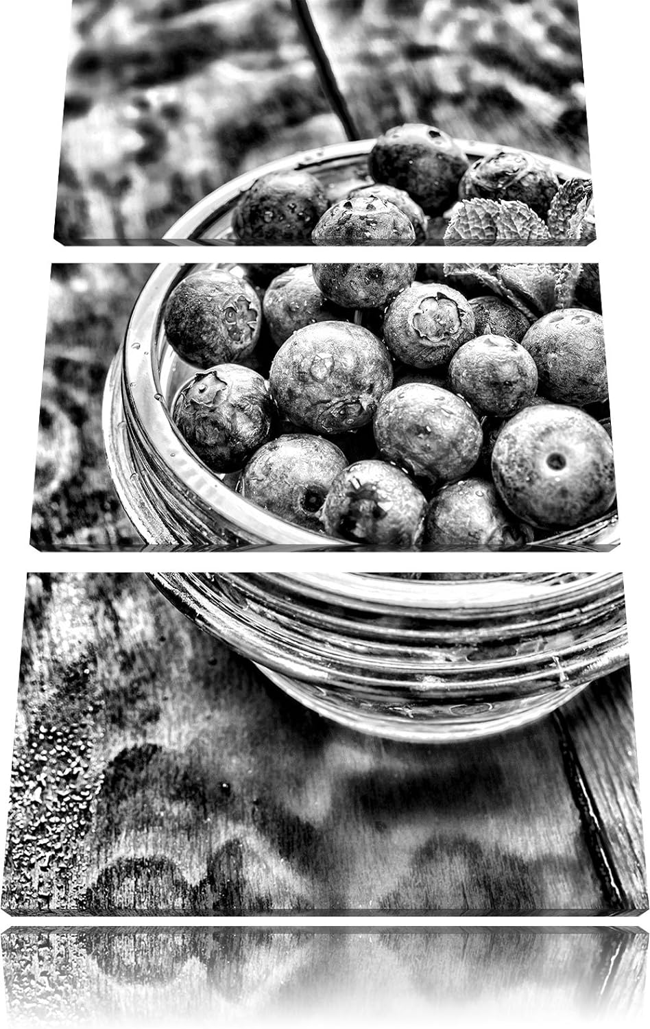 Pixxprint Heidelbeeren Frucht Obst als Leinwandbild/Grösse: 3 Teilig (120x80) cm/Wandbild/Kunstdruck