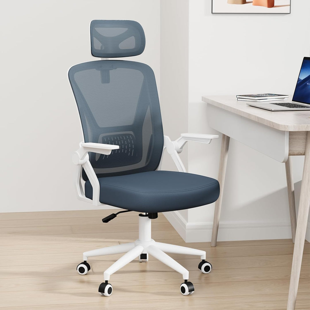 naspaluro Ergonomischer Bürostuhl, Schreibtischstuhl mit 90° Klappbaren Armlehnen, Einzigartige Lend