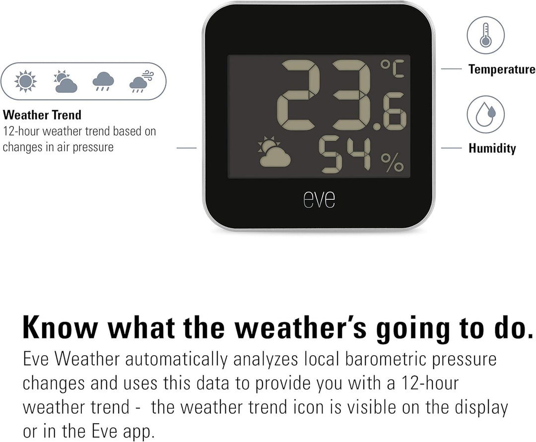 Eve Water Guard - Smarter Wassermelder, 2m Sensorkabel & Weather - Smarte Wetterstation, IPX4-Wasser