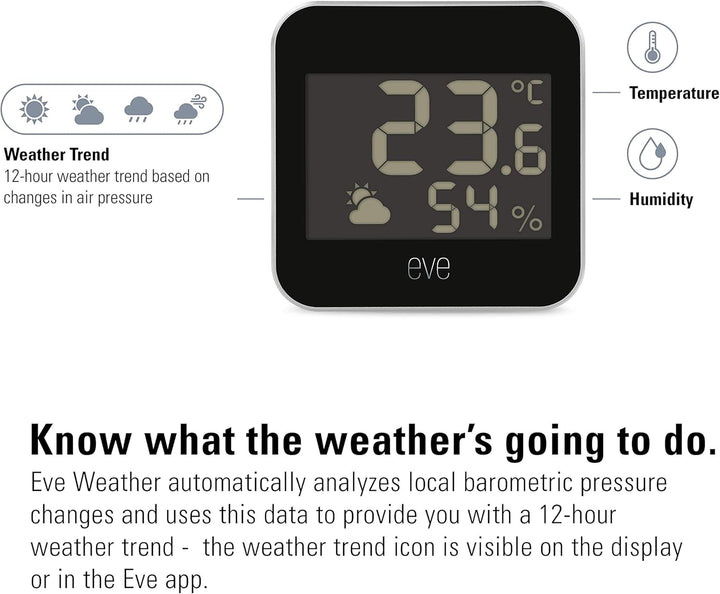 Eve Water Guard - Smarter Wassermelder, 2m Sensorkabel & Weather - Smarte Wetterstation, IPX4-Wasser