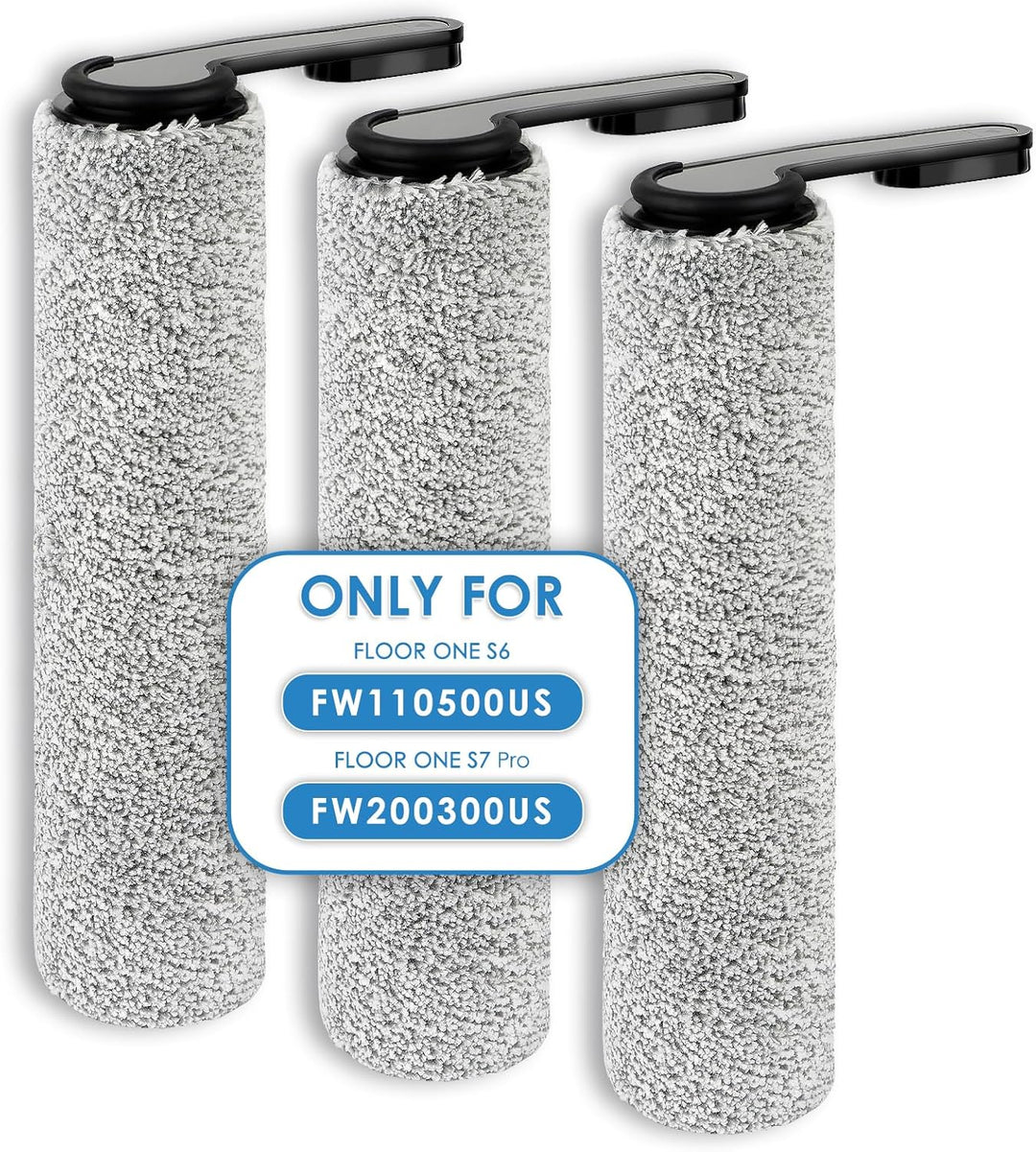 BRUVISH (3 Stück) Ersatz-Bürstenrollen kompatibel mit Tineco Floor ONE S7 PRO/ONE S6 Smart Cordless