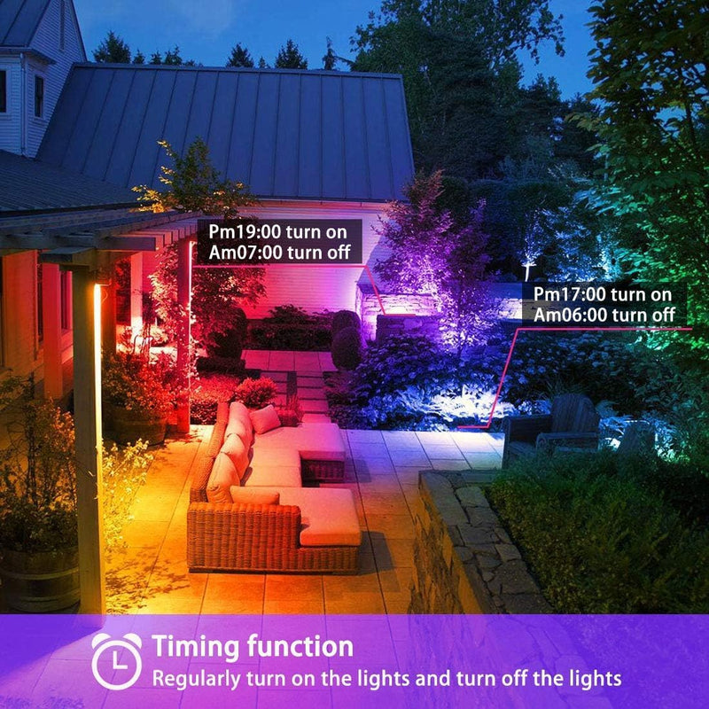 HEKEE Led Strahler Aussen, Farbwechsel, DIY-Blitzmodus, RGB Led Fluter 12 Farben, Timer, Fernbedienu