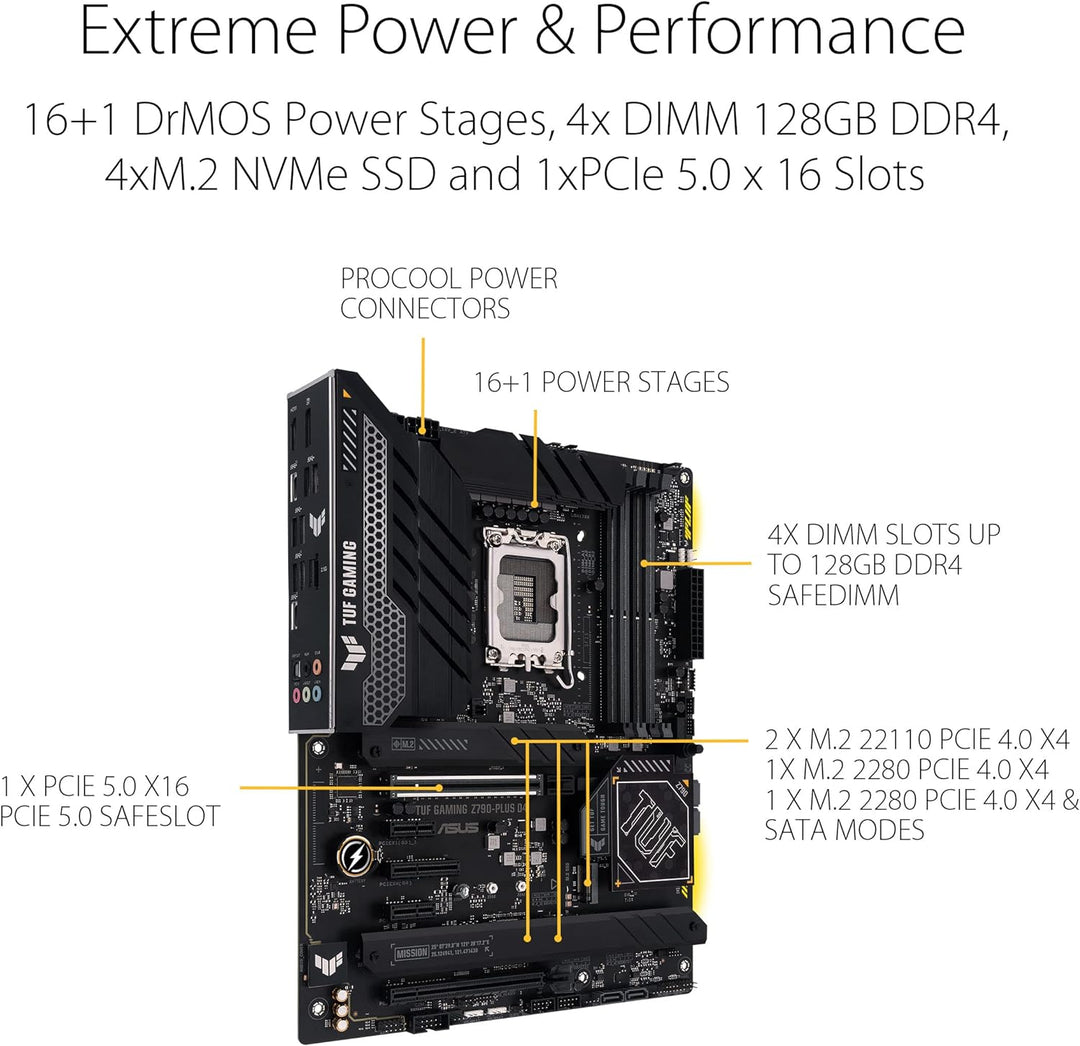 ASUS TUF Gaming Z790-Plus D4 Mainboard Sockel Intel LGA1700 (ATX, PCIe 5.0, DDR4 Speicher, 4x M.2, H