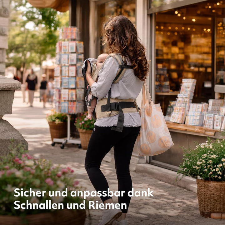 Deryan Pack 4-in-1 Babytrage, Ergonomisch, Umwandelbar aus 100% Baumwolle, Baby Carrier für Kleinkin