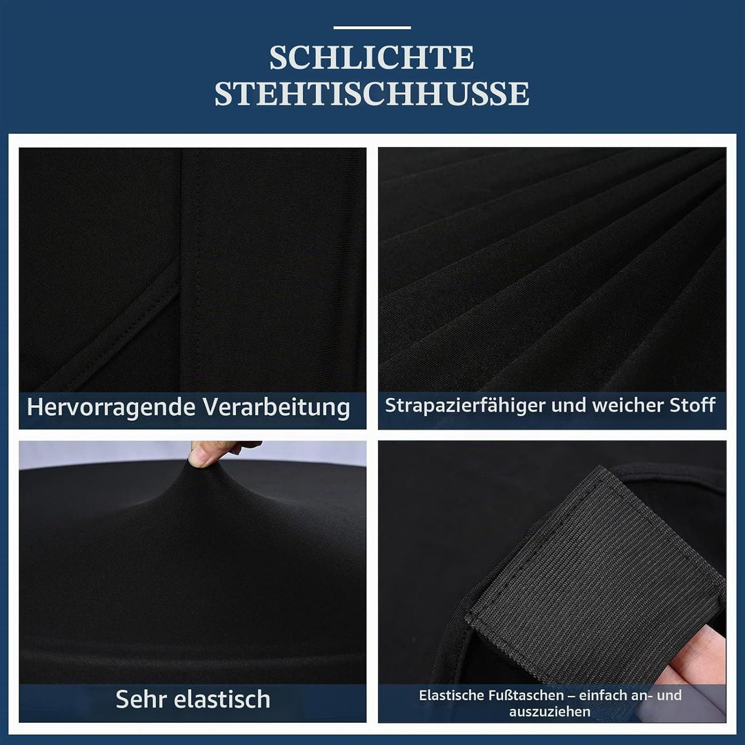 6er-Set Schwarz Stretch Stehtisch Husse für Bistrotisch Ø 80-85 cm Spandex Stretch Tischdecke, Verst