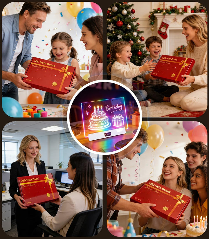 LED Zeichenbrett Kinder Schreibtafel 35*23cm LED Maltafel Notiztafel mit 8 RGB Farben & 3 Modi Ständ