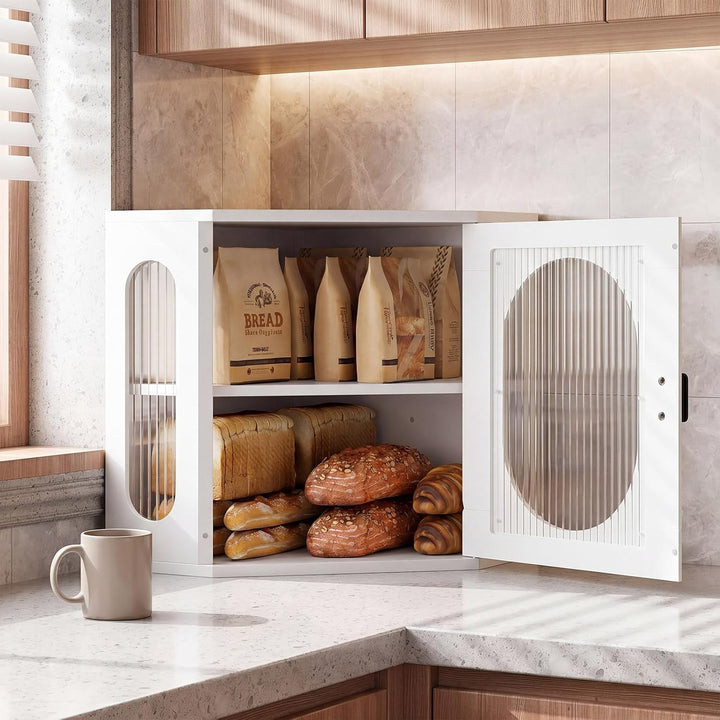 Ecke Brotkasten Holz Gross Botkorb für die Küche Brotdose Zwei Ebenen Brot Aufbewahrungsbox Verstell