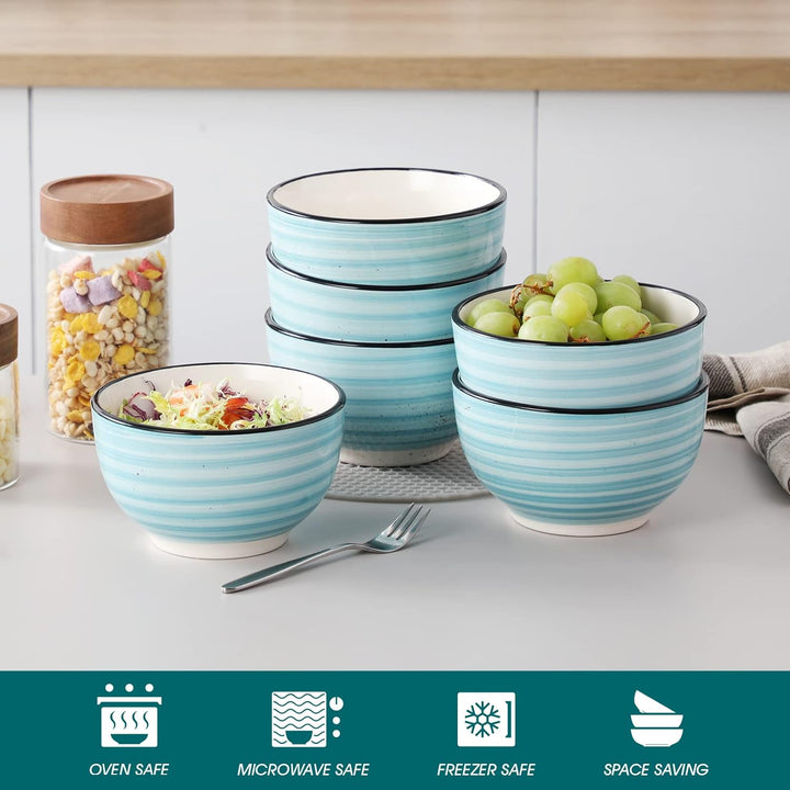vancasso Suppenschalen, bonbon grosse Schalen Set aus Steinzeug, 6er Salatschalen, Füllmenge 720 ml,