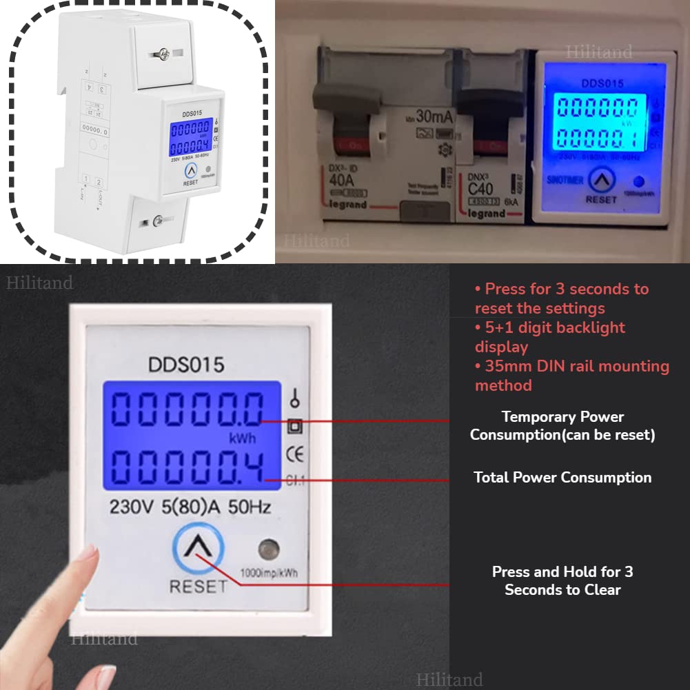 Digital LCD Einphasen-Energiezähler 5-80A 230V 50Hz Din-Schiene Energiezähler DDS015 230V 5-80A 50Hz