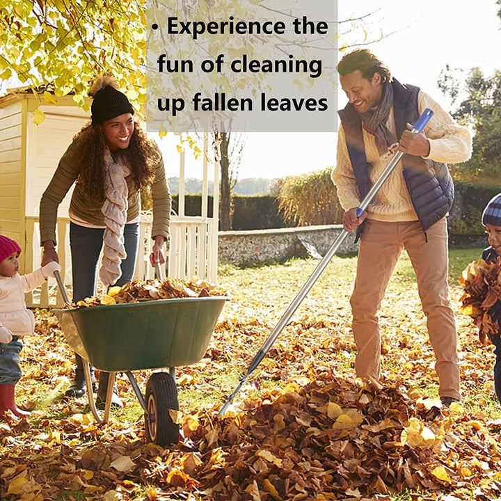 Garten Laubrechen Heavy Duty,Gras Harken für Gartenarbeit mit 11 Metallzinken 21 cm breit,Upgraded 7