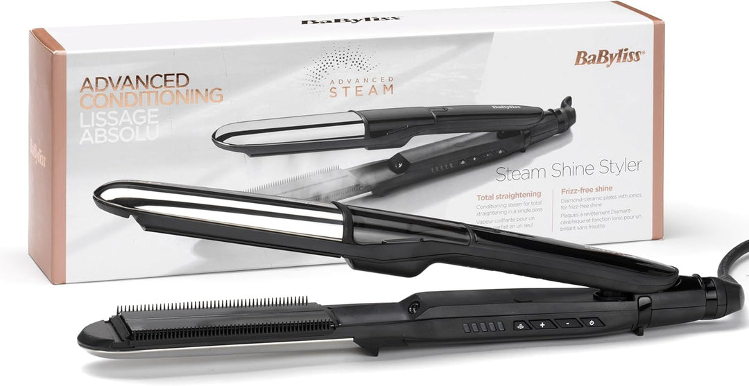BaByliss Steam Shine Styler, 2-in-1 Dampfglätteisen, für müheloses Glätten oder leichte Locken, ST49