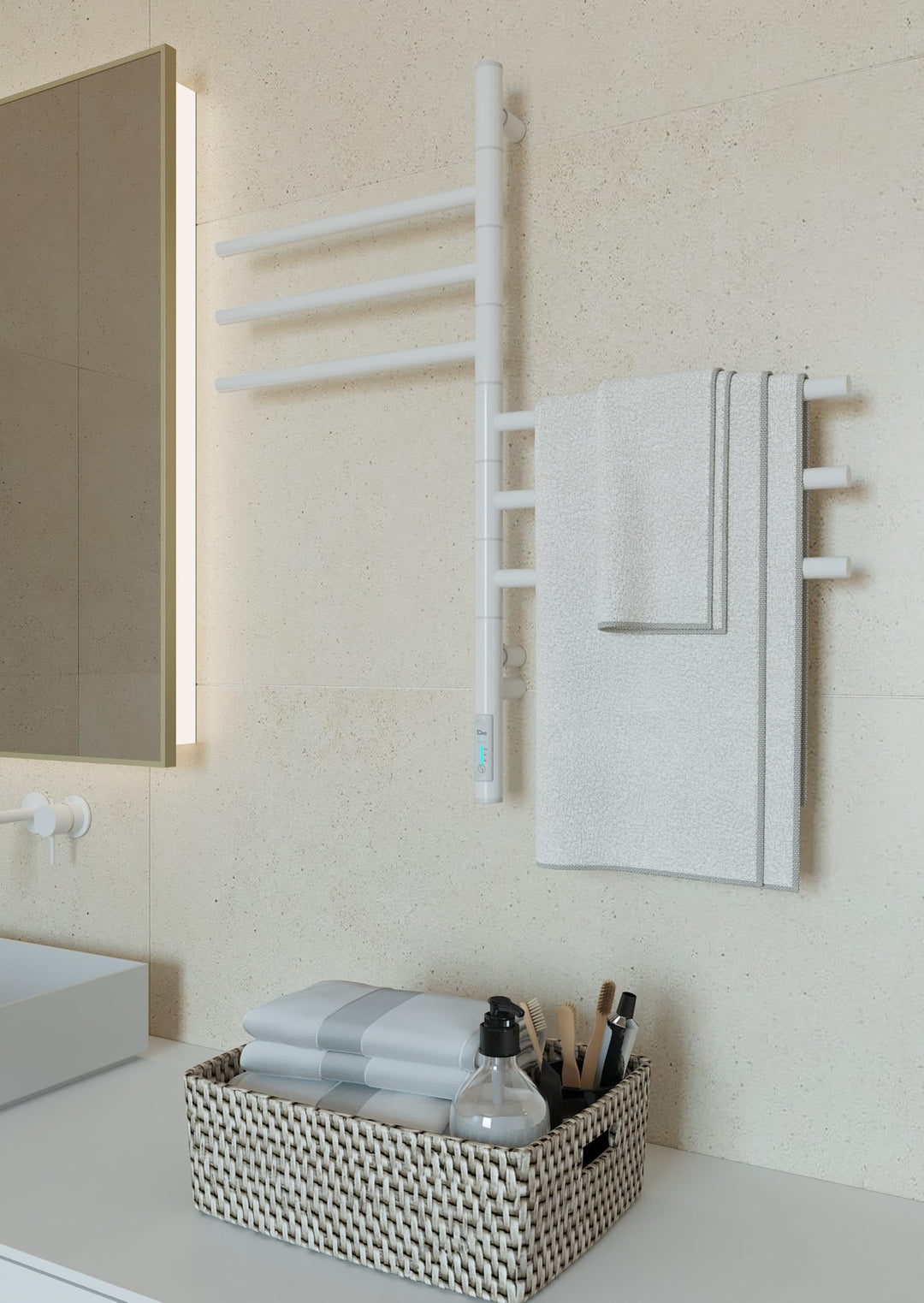 ELNA® Badheizkörper Elektrisch Weiss 79x40 cm, 78W - Elektrischer Handtuchheizkörper aus Edelstahl 3