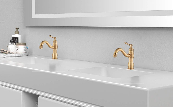 Rozin Retro Waschtischarmatur Einhebelmischer Wasserfallauslauf Kurze Ausführung aus Messing Kurzer
