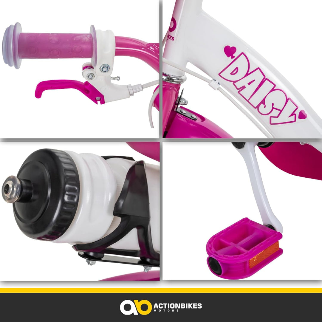 Actionbikes Kinderfahrrad Daisy | 12 Zoll / 16 Zoll / 20 Zoll - V-Brake Bremsen - Schutzblech v. und