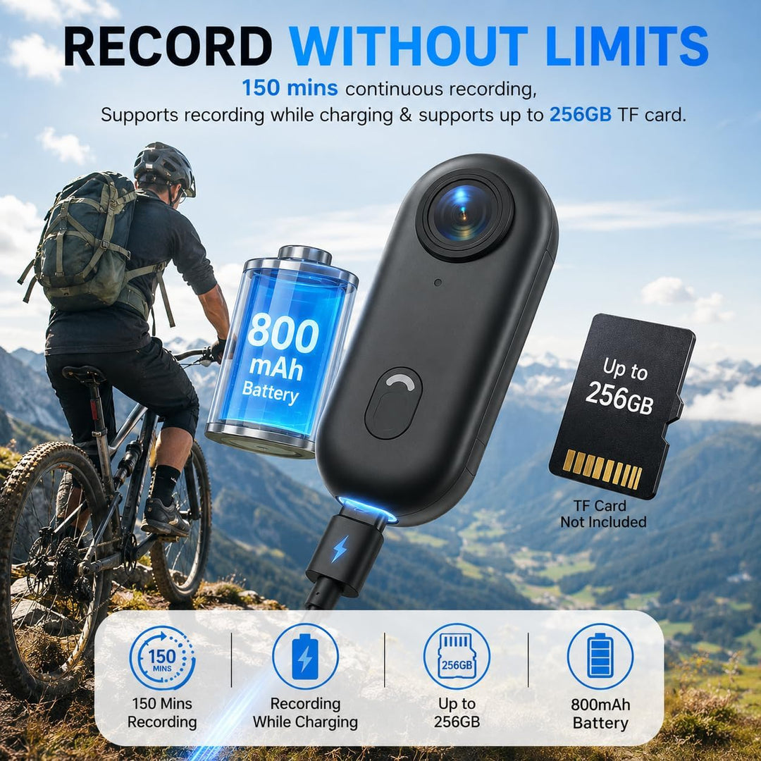 Winnes Mini Action Cam 1080P WiFi Mini Daumenkamera 120° Weitwinkel Objektiv,Thumb Sports Camera IP6