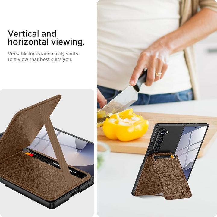 Miimall Kompatibel mit Samsung Galaxy Z Fold 6 Hülle mit Displayschutz, Magnetische Kartenhalter Wal