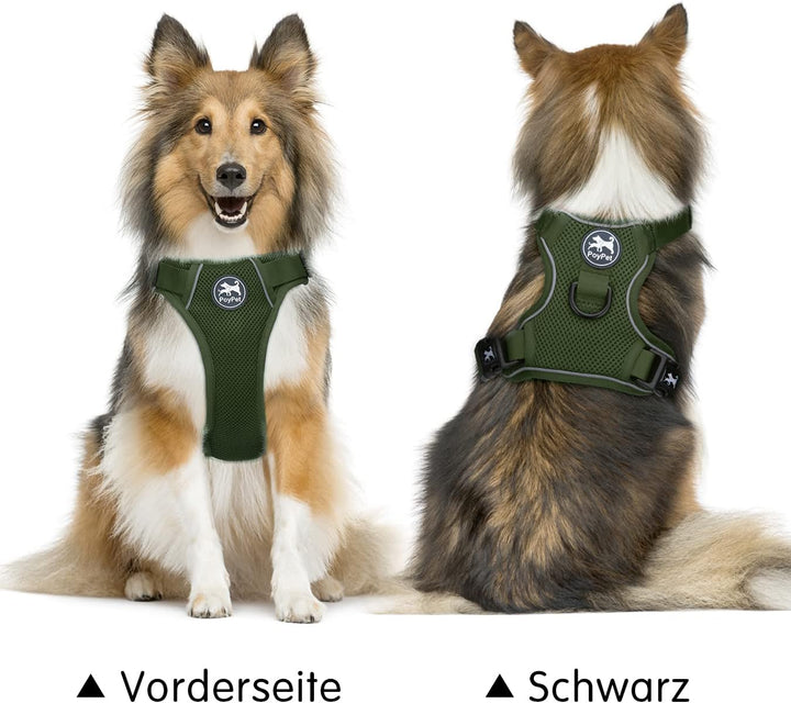 PoyPet Reflektierendes, weiches, atmungsaktives Hundegeschirr aus Mesh, erstickungsfreie, doppelt ge