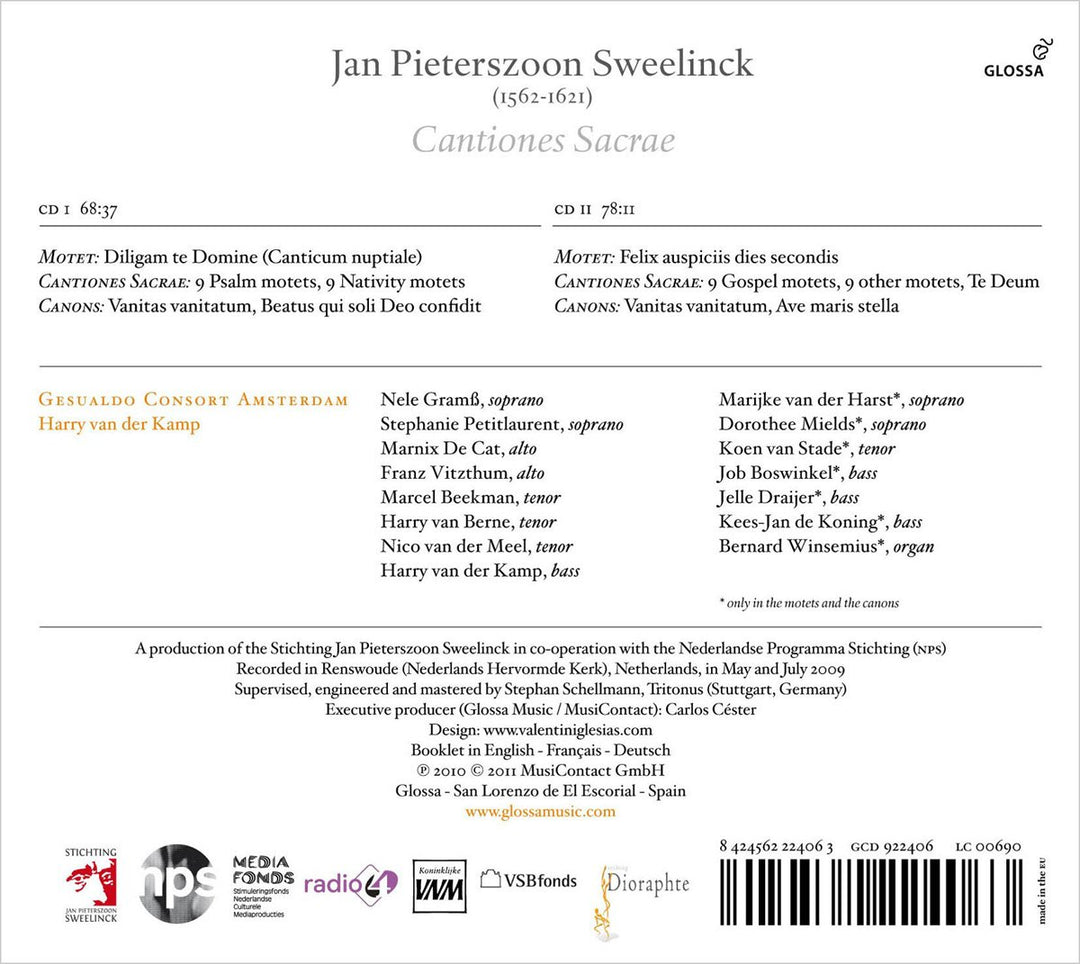 Sweelinck: Cantiones Sacrae, Audio-CD