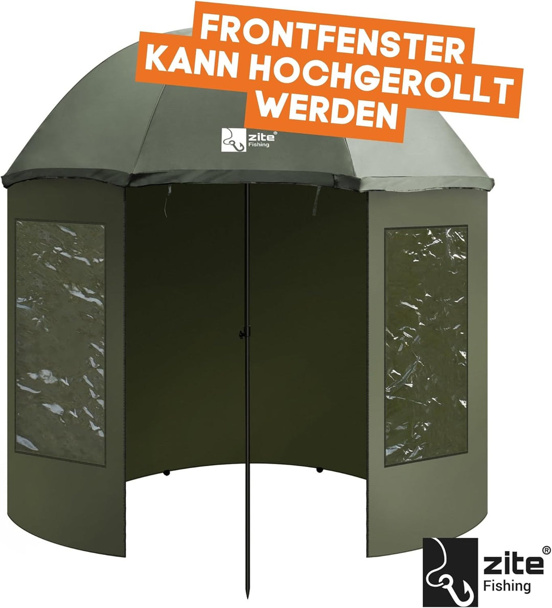 Zite Fishing Schirmzelt Geschlossen 250cm – Angelschirm Zelt Wasserabweisend Beschichtet – Karpfen A