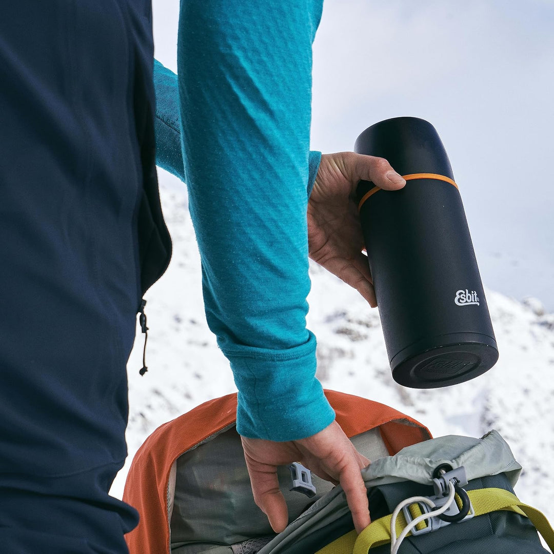 Esbit Edelstahl Isolierflasche Classic 750 ml in Schwarz - für warme und kalte Getränke - Edelstahl