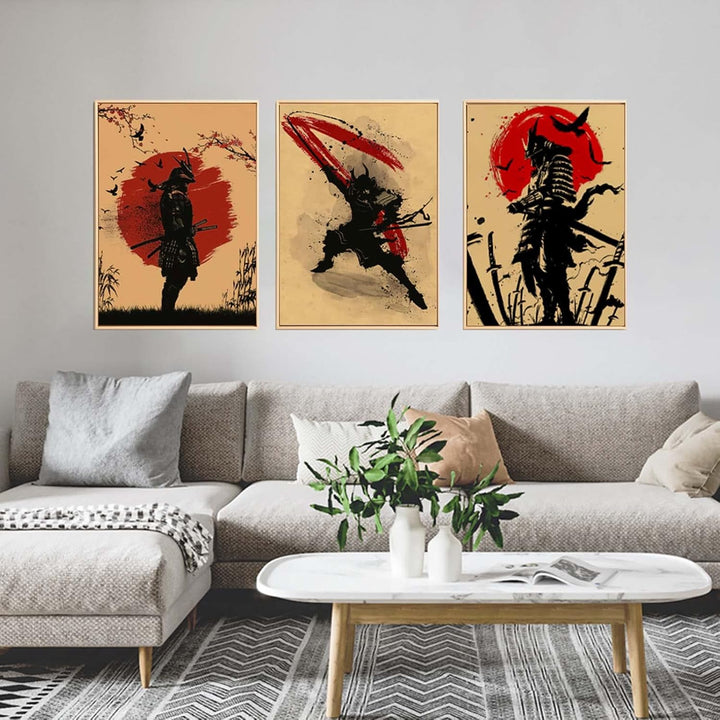UGZDEA Japanese Samurai Leinwand Bilder, Japanese Bushido Art Portrait Poster Modern Dekoration Post