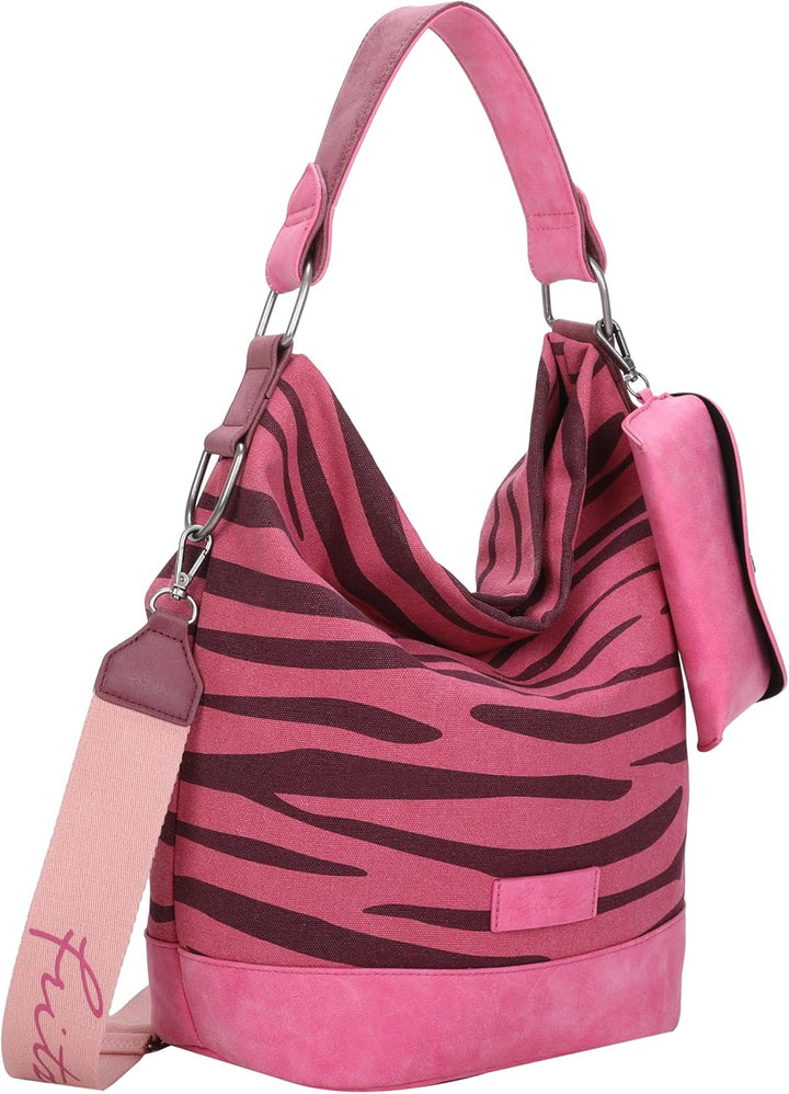 Fritzi aus Preussen Damen Izzy07 Canvas Hobo-Tasche Zebra Pink, Zebra Pink