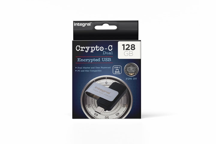 Integral 128GB Crypto-C Dual Verschlüsselter USB-Flash-Speicherstick, AES-XTS 256-Bit Hardware-versc