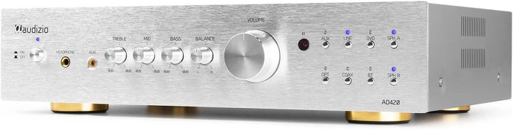 Audizio AD420B - 4 Kanal Verstärker mit Bluetooth, 4 x 100 Watt, mit Fernbedienung, 2.1 kompatibel,