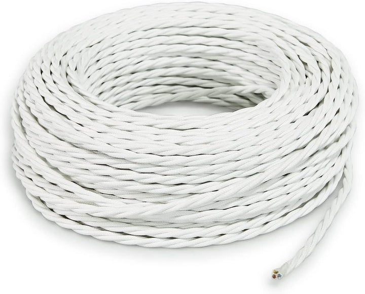 Textilkabel für Lampe, Stoffkabel 3-adrig (3x2,50mm²) - Weiss. Made in Italy (10 Meter), 10 Meter