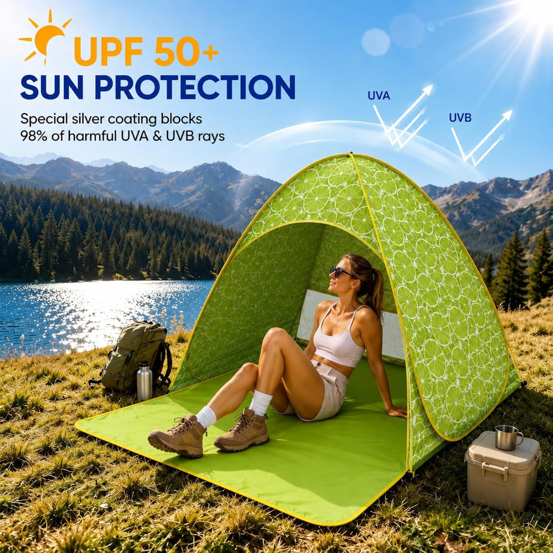 Pop Up Strandmuschel, Strandmuschel Pop Up Strandzelt, UV-Schutz 50+, geeignet für 2-3 Personen, ink