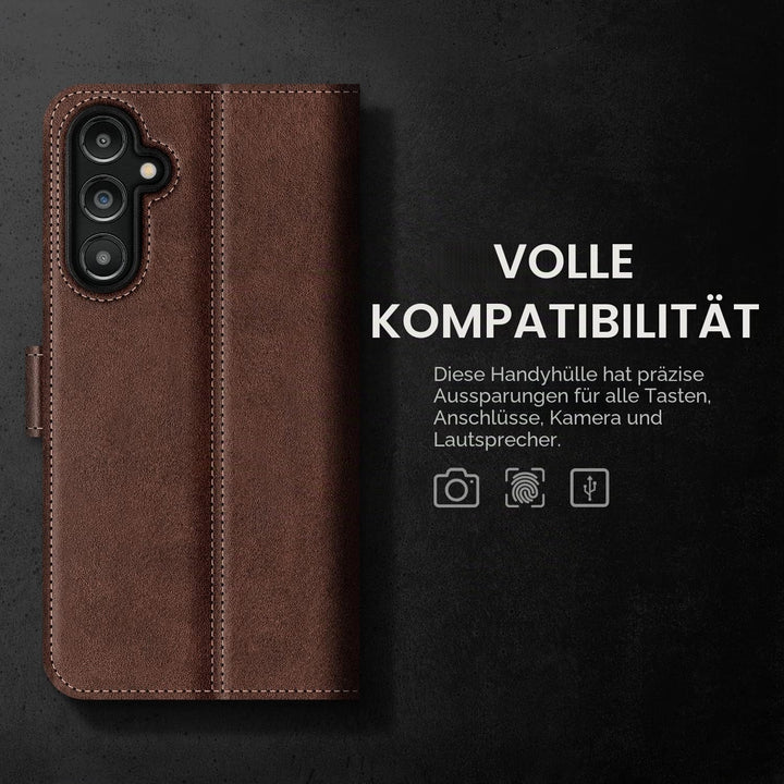 SURAZO Premium Handyhülle für Samsung Galaxy A34 5G Hülle Leder – Klappbare Echtleder Schutzhülle [M