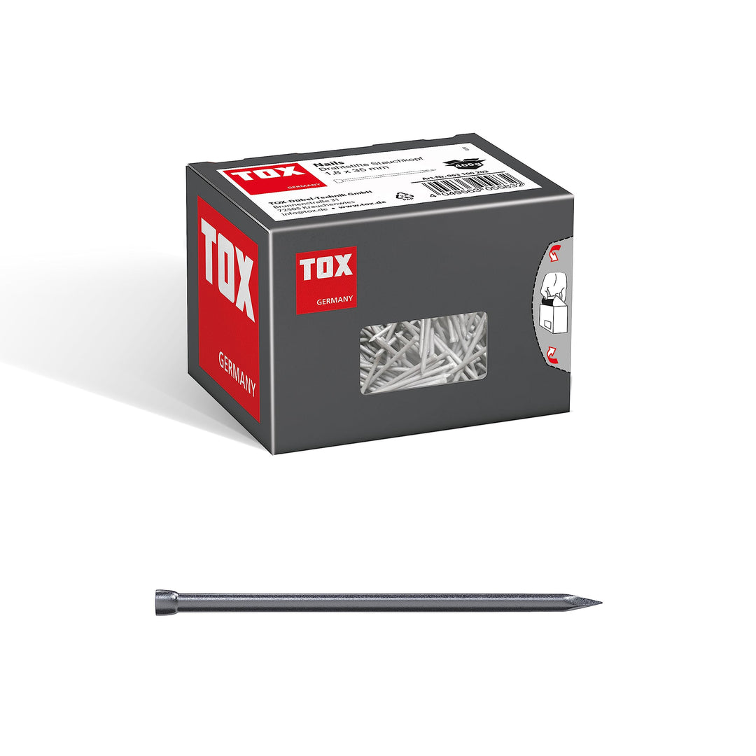 TOX Drahtstifte Nails 1,8x35 mm mit Stauchkopf für beinahe unsichtbare Befestigungen in Holz, univer