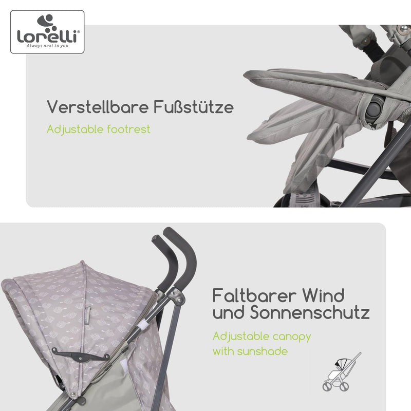 Lorelli Kinderwagen Ida, Reisebuggy, Baby Buggy klein zusammenklappbar, leicht, nur 8,6 kg, kompakte