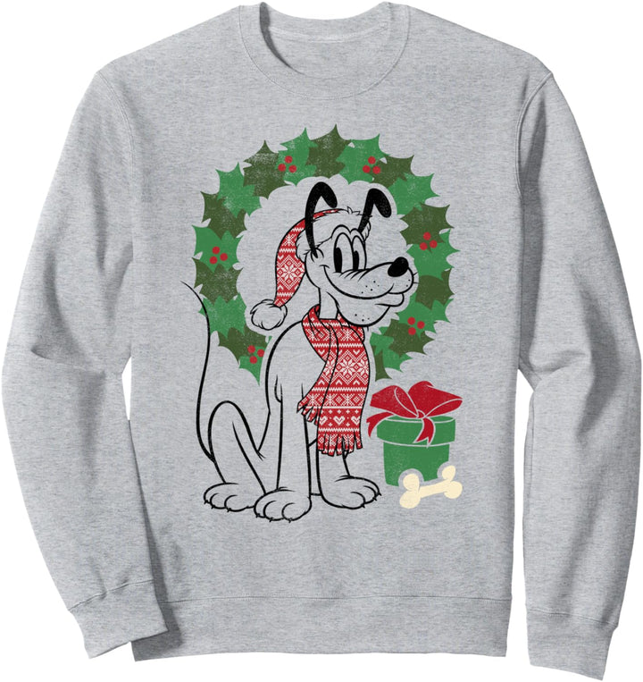 Disney Mickey And Friends Weihnachten Pluto Wreath Portrait Sweatshirt